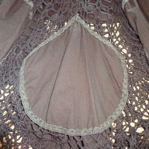 Karen Kane Boho Peasant Crocheted Maxi Skirt M Black Elastic Waist - Picture 13 of 14